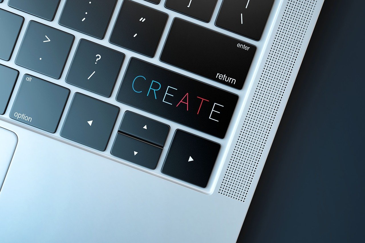 computer key board with the word create